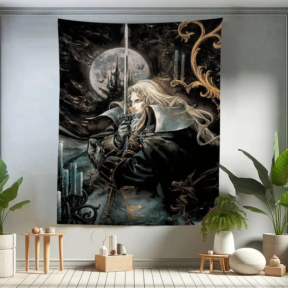 Castlevania Anime Game Printed Large Wall Tapestry Indian Buddha Wall Decoration Witchcraft Bohemian Hippie Wall Art Decor