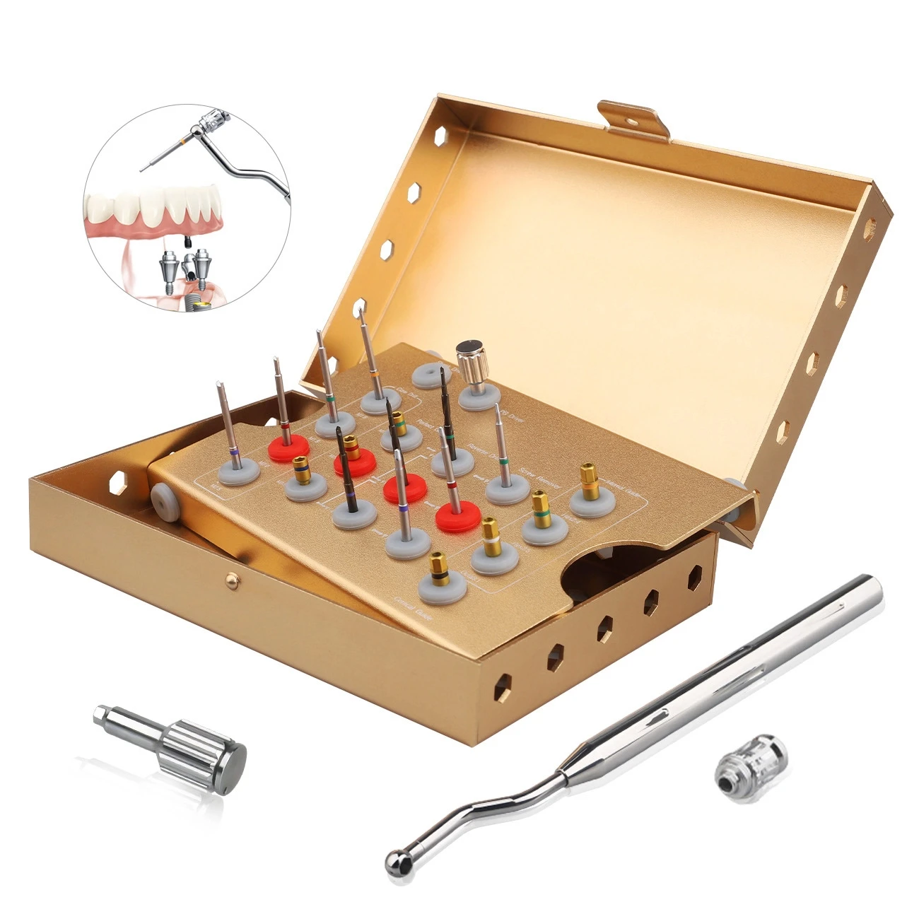 

1 Set Dental Implant Removal Kit, Damaged Screw Extractor Set, Universal Implant Prosthetic Kits For Clinic