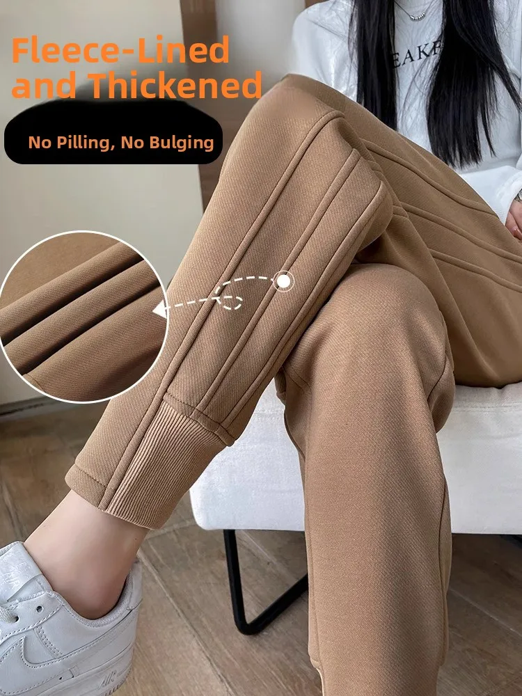 Women's Fleece Lined Loose Casual Harlan Pants Autumn Winter New Style plus Size Small Figure Spring Summer High Waist Long T...