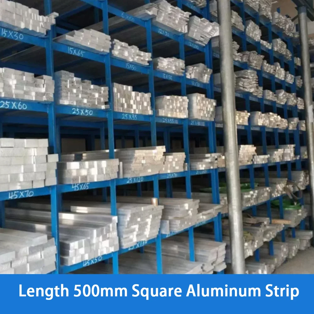 1Pcs Square Aluminum Strip DIY CNC Processing Material Accessories Thickness 1/2/3/4/4.5mm Length 500mm Aluminum Alloy Flat Bar