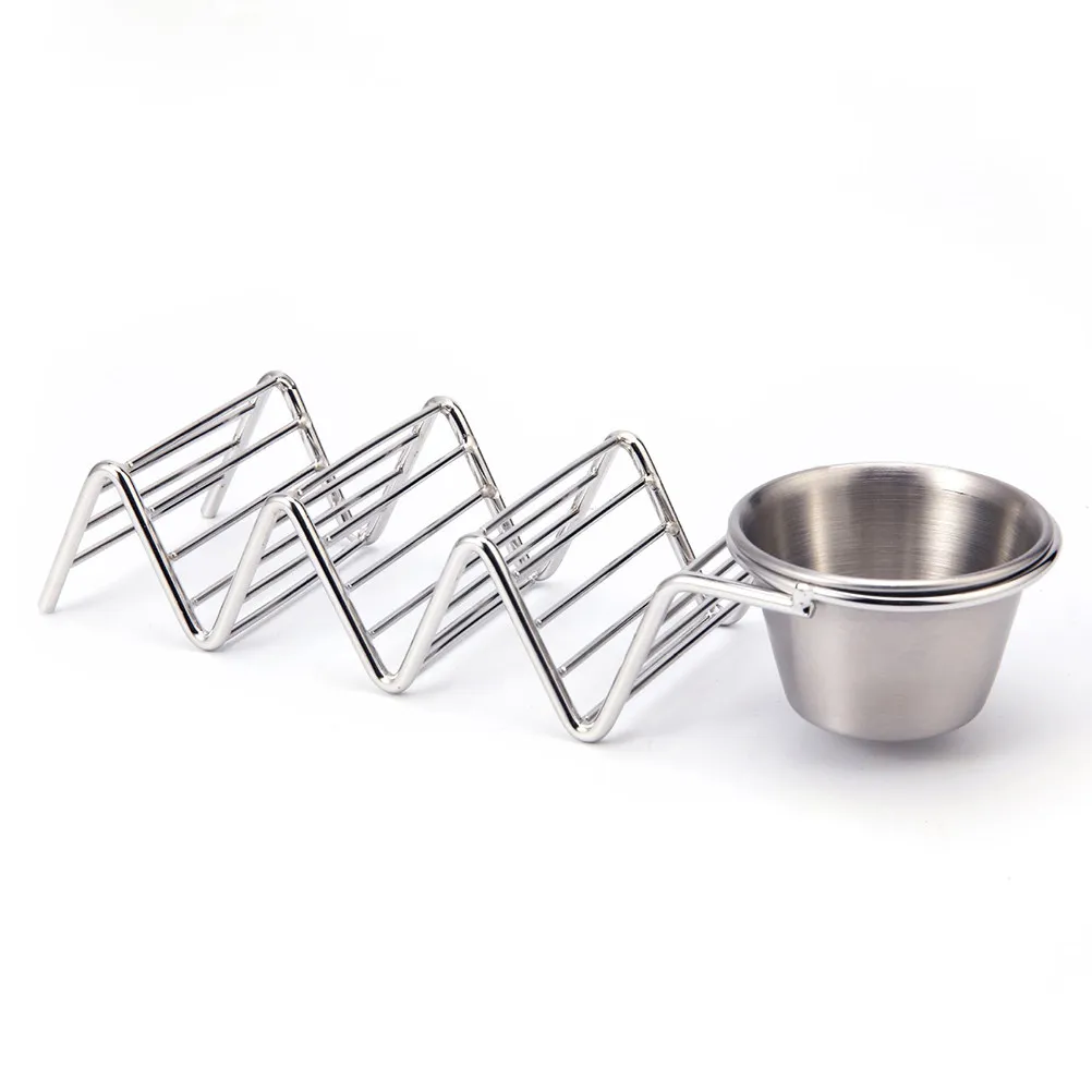 304 Stainless Steel Taco Holder Mexican Pancake Rack Stand for Hard Tacos Burritos Sandwiches Hot Dogs Outdoor Party Camping Bbq
