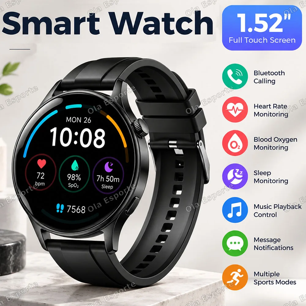 2026 Smart Watch Watch 4 Upgrade  Bluetooth Call Music Control Sports Watches Heart Rate Message Reminder Weather Smartwatch H10