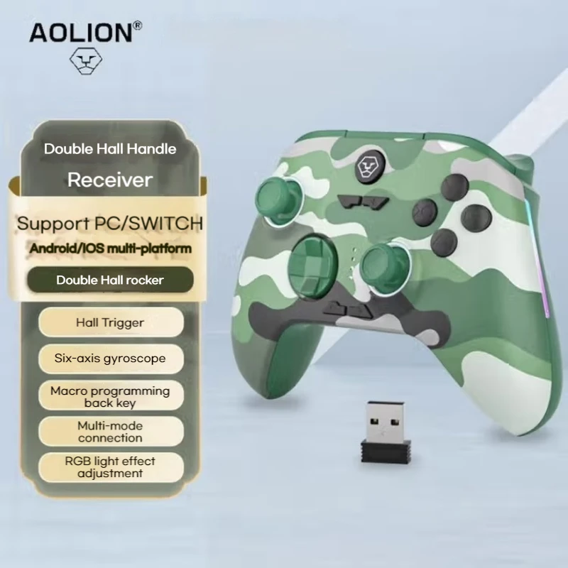 

Aolion Dual Hall Gaming Controller Camouflage Green Camouflage Grey Nintendo One Click Wake Switch Console Suitable For Pc Iso