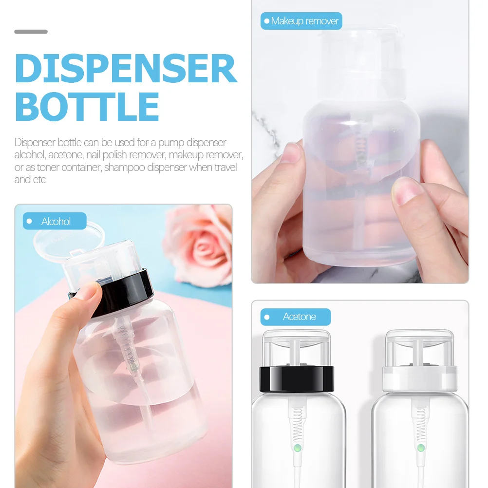 4Pcs Nail Polish Remover Bottles Pressing Liquid Dispensers 200ml No Press Sturdy Leakproof Travel Makeup Toner