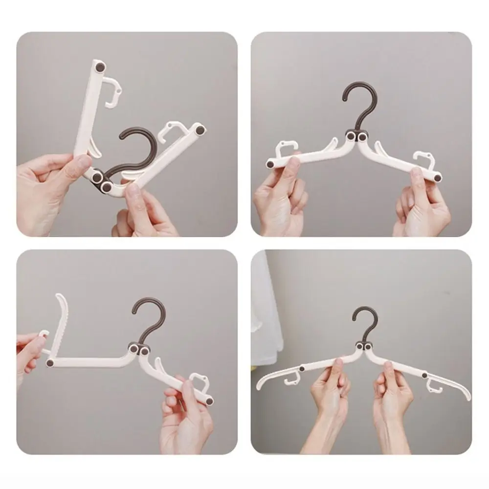 5Pcs Anti-slip Foldable Clothes Hanger Windproof Plastic Travel Hangers with 2 Clothespins Space Saving Clothes Drying Rack