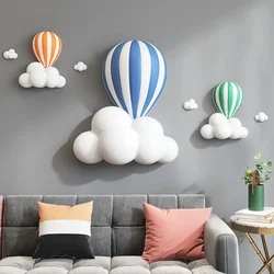 3D Hot Air Balloon Statue Home Wall Decoration White Cloud Resin Sculpture Living Room Bedroom Interior Wall Hanging Decor