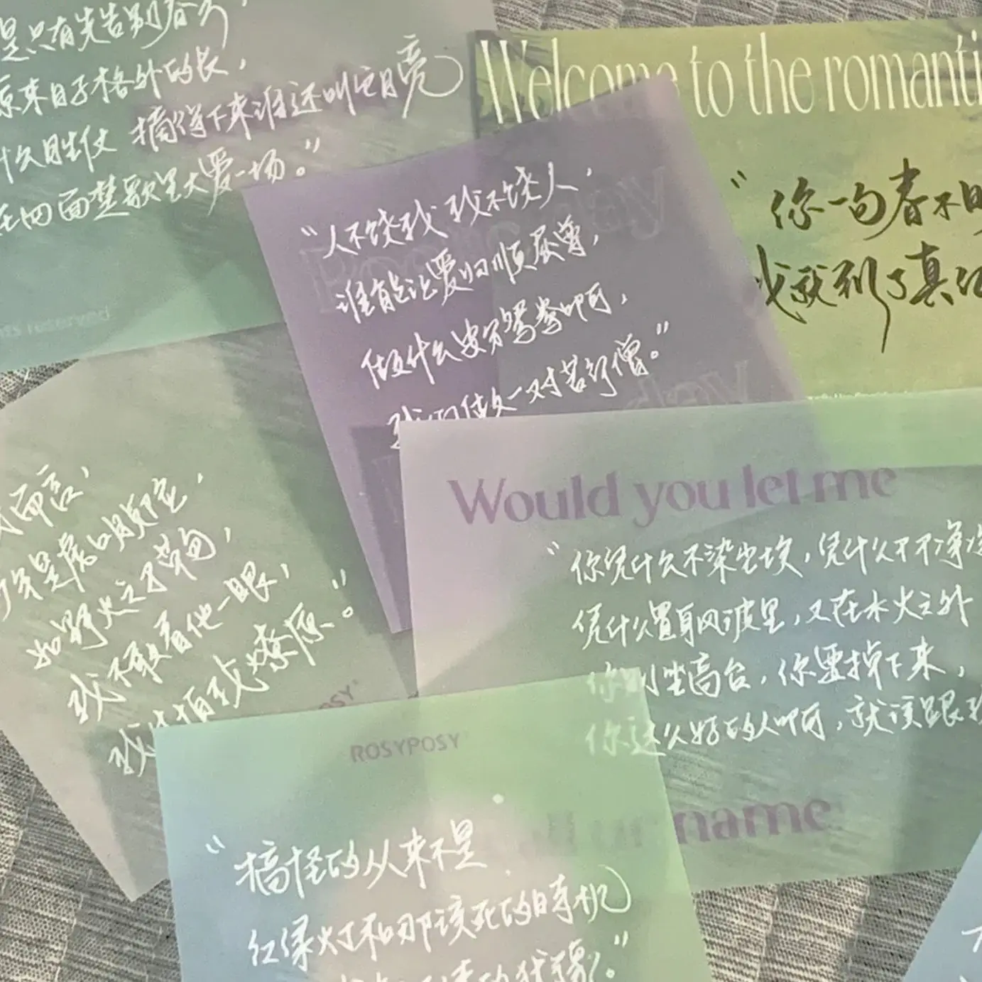 50ssheets Sticky Note Paper, Transparent Sticky Notes, Non-sticky Message Paper Memo Pad Korean Stationery