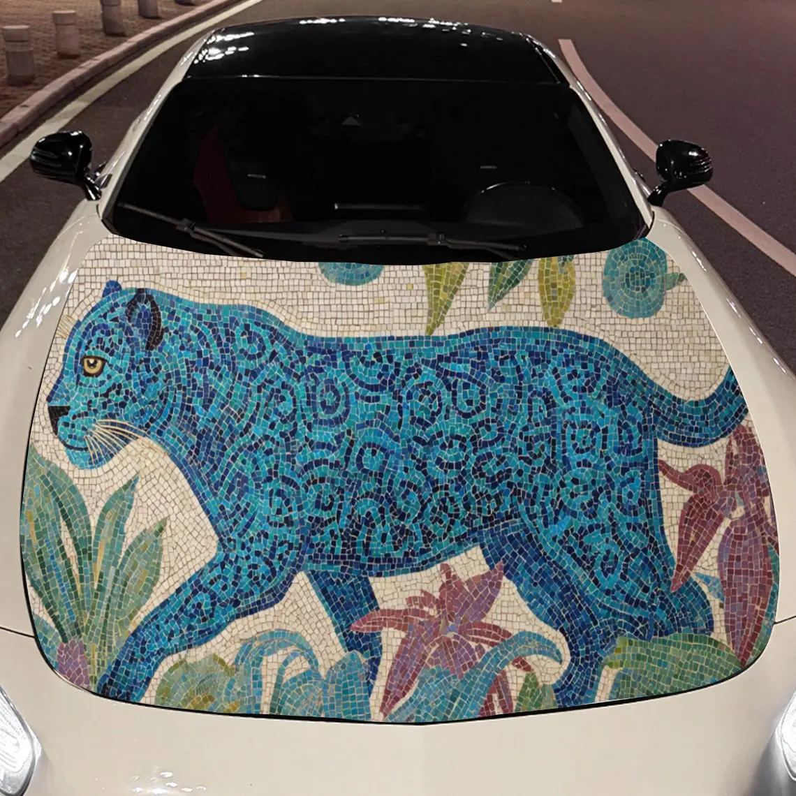 

Elegant Floral Panther Car Hood Stickers - Self-Adhesive, Waterproof and Durable Vinyl Wrap, Decorate And Protect Your Car, Fit