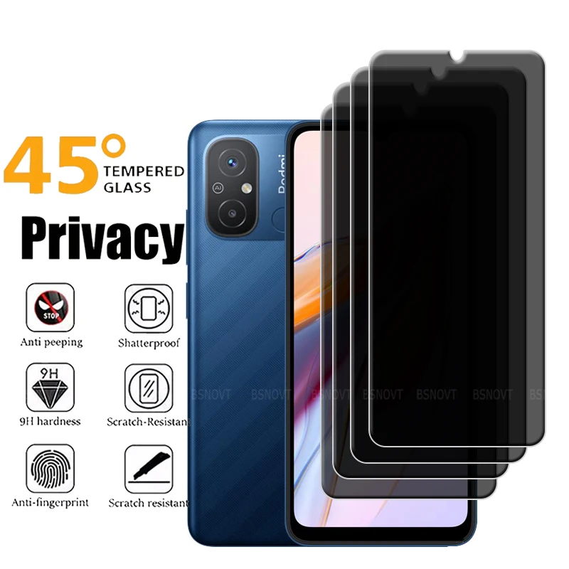 

4/3/2/1Pcs For Redmi 12C Glass Xiaomi Redmi 12C Tempered Glass 9H HD Privacy Anti-Spy Glue Screen Protector Redmi12C Redmi 12C