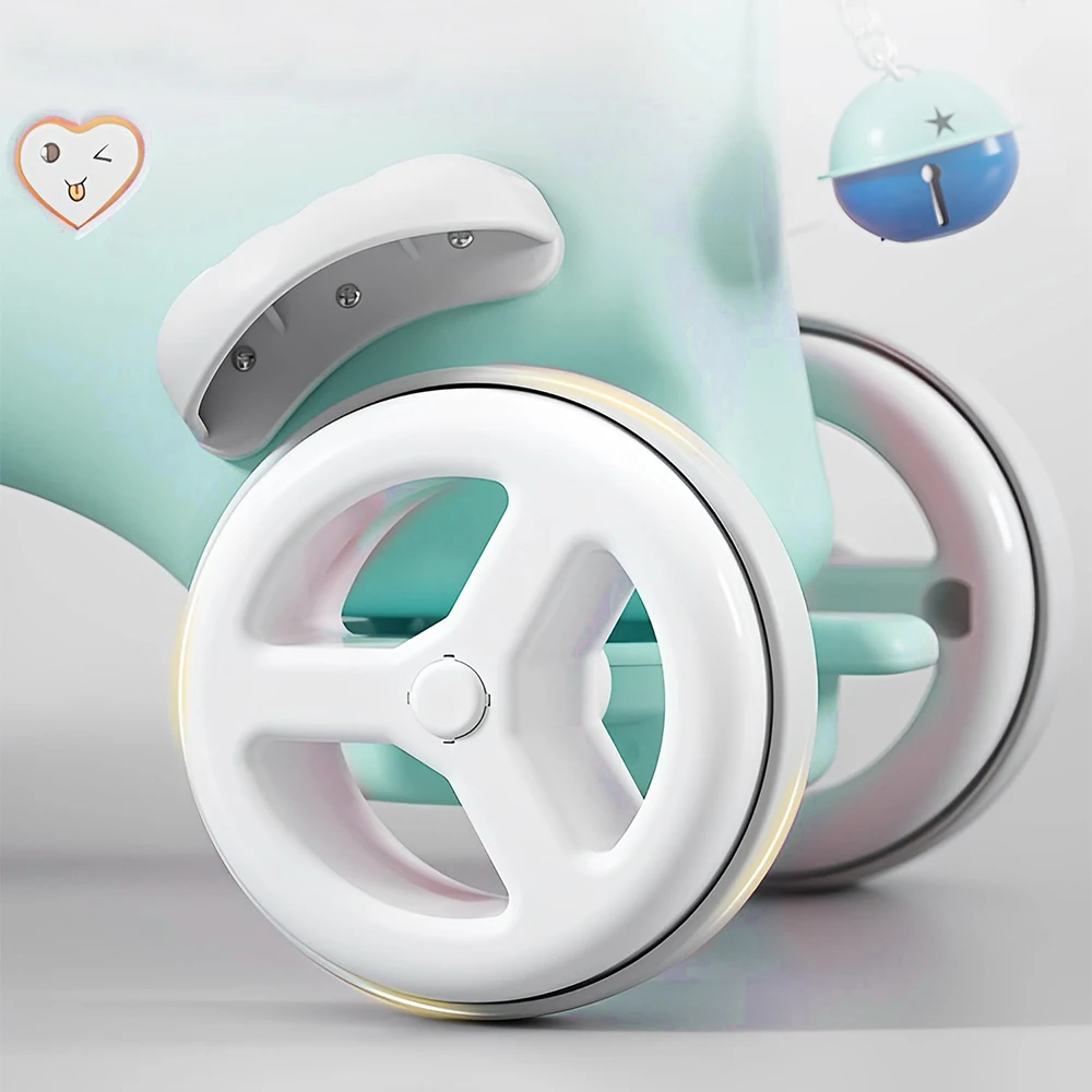 Cavallo a dondolo per i più piccoli Equilibrio in bici Giocattoli con schienale con maniglia a spinta per bambina e ragazzo Unicorno per bambini Verde