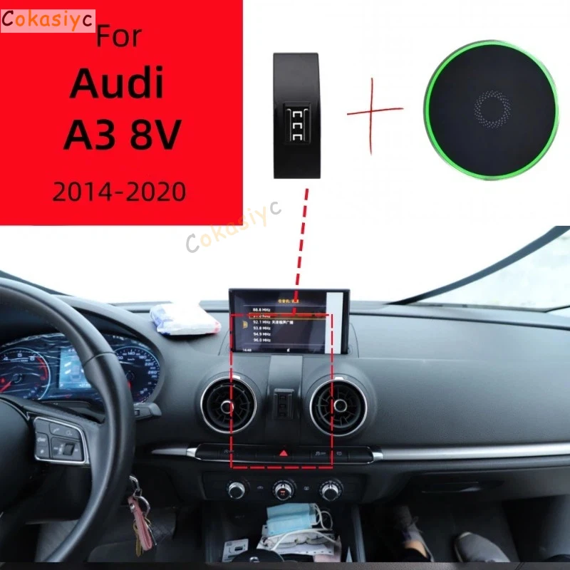 

Магнитный держатель для телефона для Audi A3 8V 2014-2020 2016 2017, специальный фиксированный кронштейн для беспроводной зарядки, аксессуары для крепления на основание