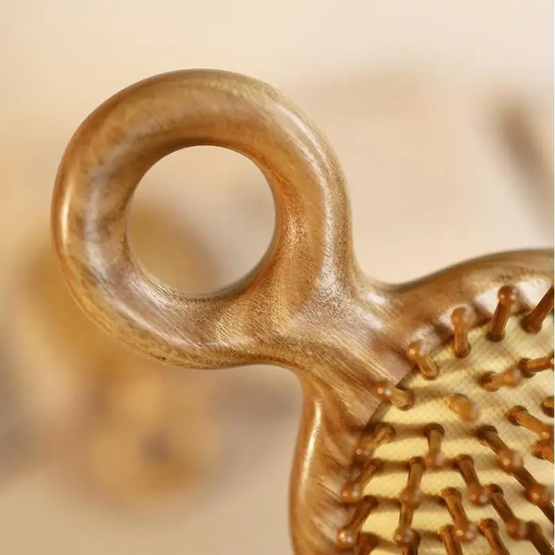 مشط تدليك فروة الرأس الخشبي على شكل قطة كرتونية من Garapa، مشط ميريديان، مشط شعر الرأس المسنن، تدليك الجسم، العناية بكشط جواشا