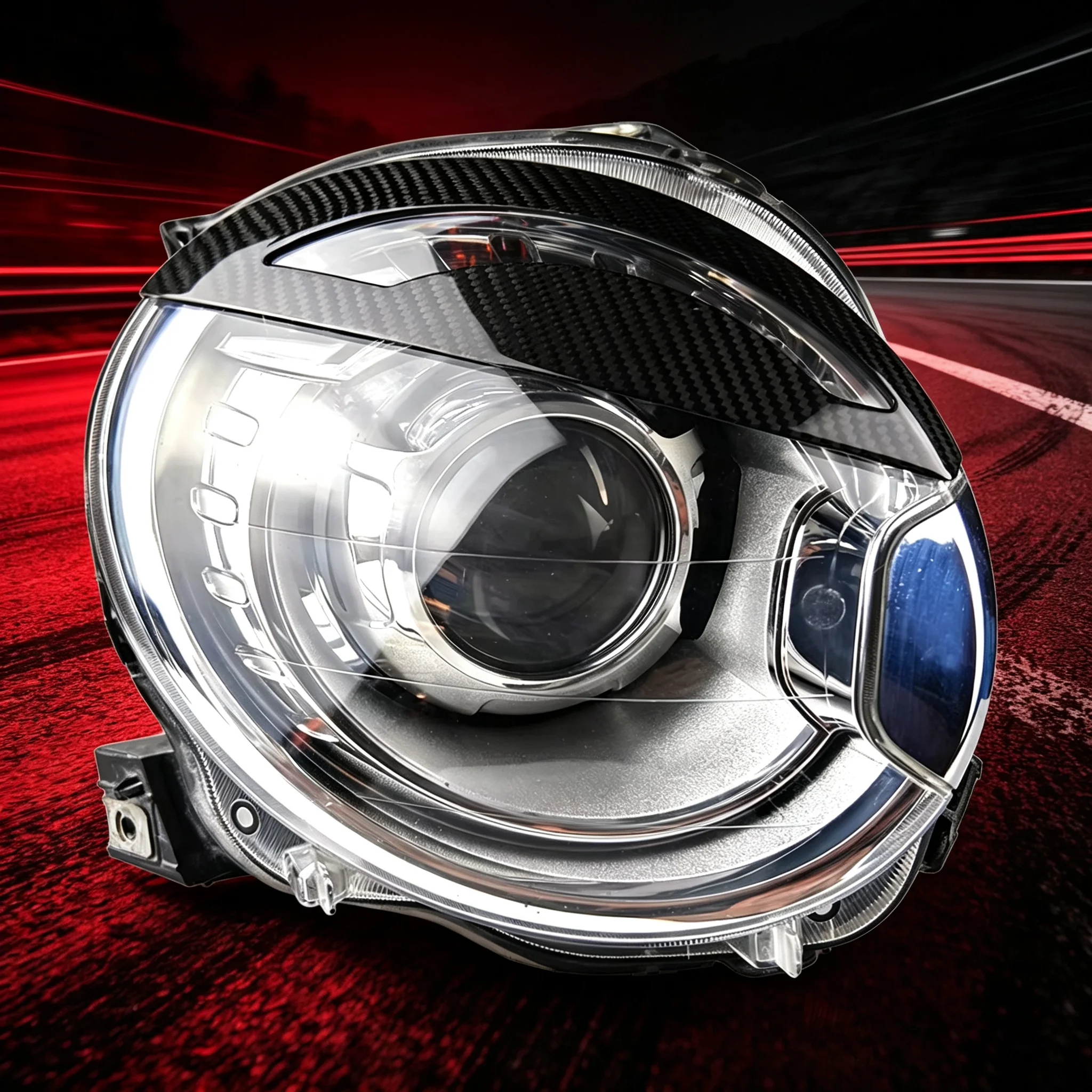 Brand New Material Dry Carbon Fiber 3K Twill And Forged Carbon Head Lamp Angry Eeylid Cover For Fiat 500 Abarth 595 695