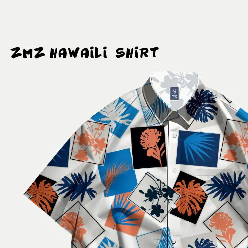 

Retro Southeast Asia Vacation Travel Ice Silk Shirt Loose Short Sleeve Men Women Fashionable Versatile Design Summer Beachwear