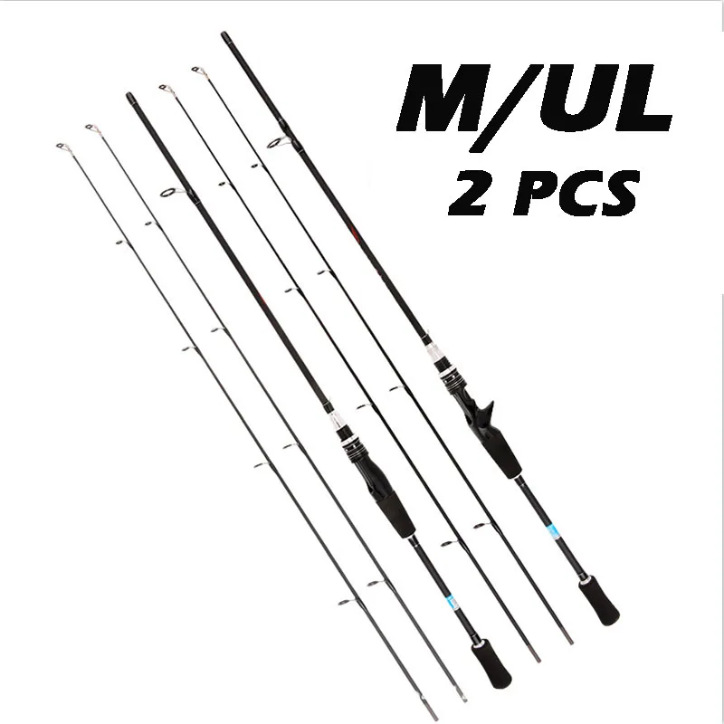 1.65m 1.8m Fishing Rods 2 Sections Ultralight M/UL Power Spinning Casting Fishing Poles 2 Tips For Stream Fishing Tackle