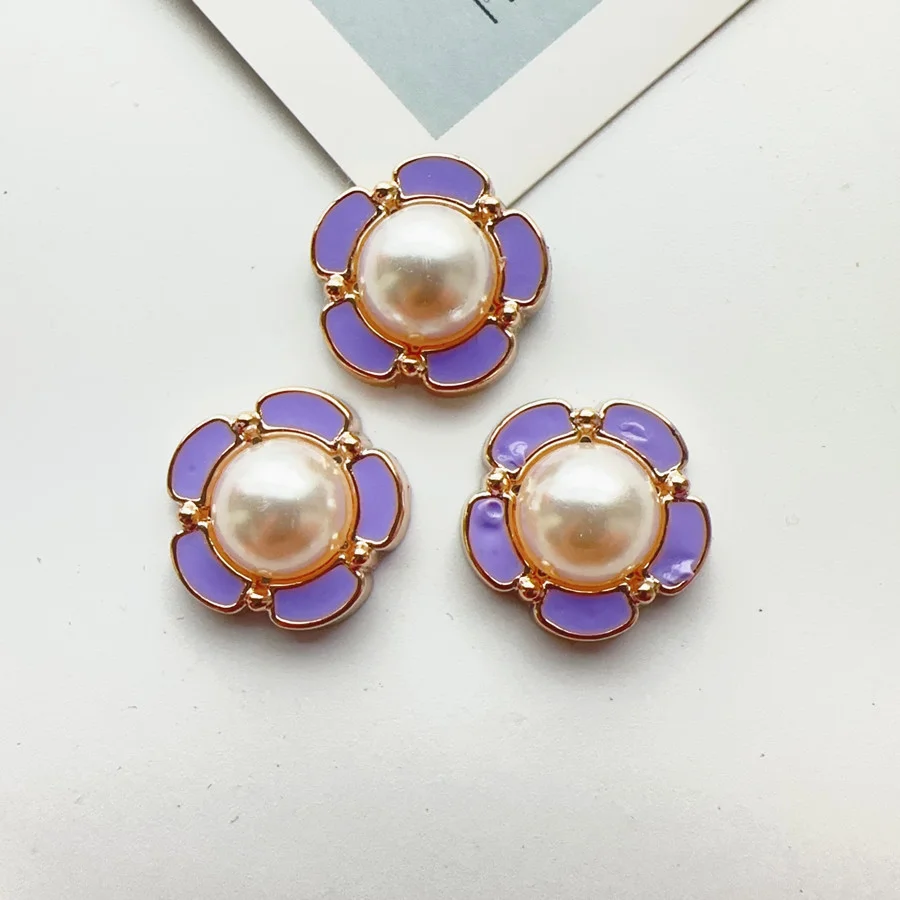 WFFNNKC 10-20 pz dolce viola Flatback resina moda fiore Bowknot indumento pulsante accessori orecchini fai da te spilla artigianato Decor