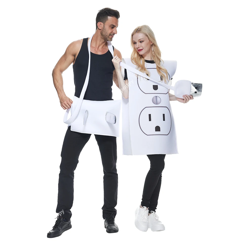 Adult Funny USB/Light Plug and Socket Couple Set Halloween Costume Carnival Easter Purim Fancy Dress