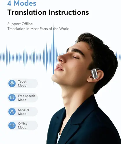 Imagen 2 del producto Auriculares UYUXIO AI para traducción de idiomas con 144 idiomas y acentos Traductor de auriculares en tiempo real para teléfonos iPhone Android