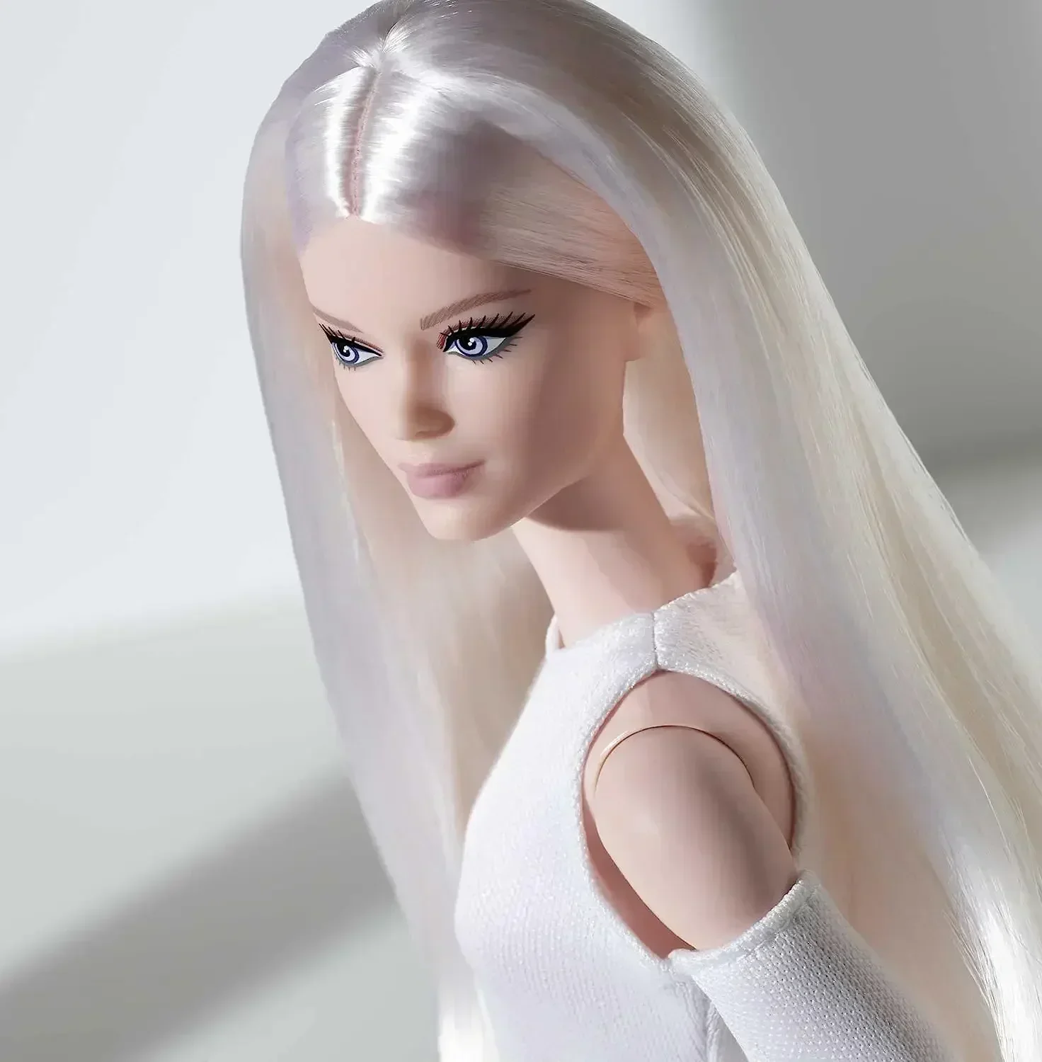 Original Mattel Barbie Signature Dolls Looks Tall Blonde White Dress Platform Boots Bjd Toys for Girls Collection Birthday Gift