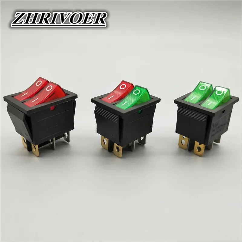 1PCS KCD8 6PIN 16A 250V 20A 125V Double Light Switch Rocker Switch Waterproof ON-OFF KCD6 Boat Power Switch