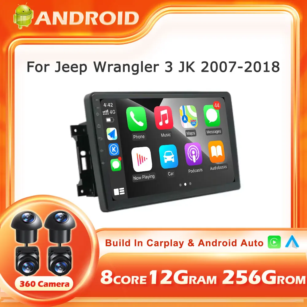 

Автомагнитола Android 16 для Jeep Wrangler 3 JK 2007-2018 с беспроводным CarPlay, GPS-навигацией, мультимедиа, видеоплеером и аудиосистемой