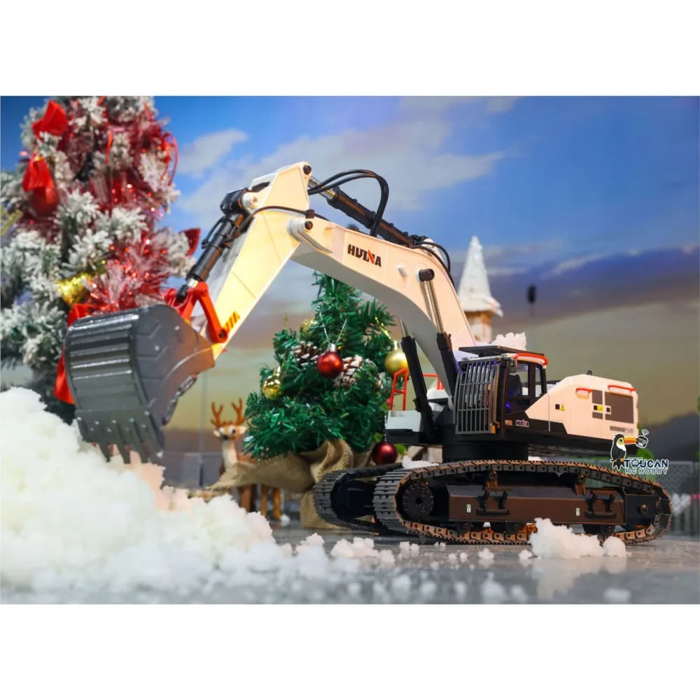 Jouets Excavatrice RC en métal 28CH 1:14 HUINA 1594, pelle télécommandée RTR, voiture avec lumière, batterie, son, cadeau d'extérieur, modèles pour garçons
