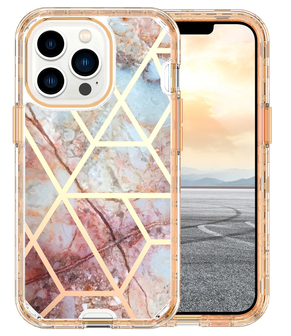 

Для iPhone 16 Pro Max 15 14 Plus 13 Pro 12 11 Pro SE XS XR 8 7 3 в 1 противоударный защитный чехол для телефона с мраморным покрытием