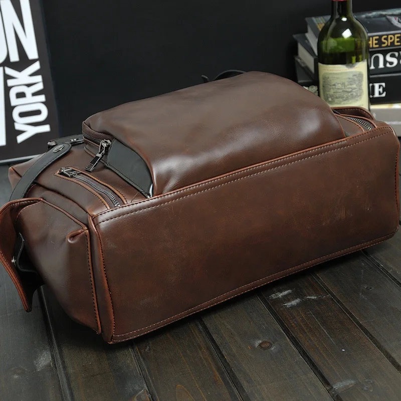 Vintage Business Messenger Taschen Männer Aktentasche Tasche Pu Leder Laptop tasche lässig Reiß verschluss Design Handtasche Männer mit Riemen