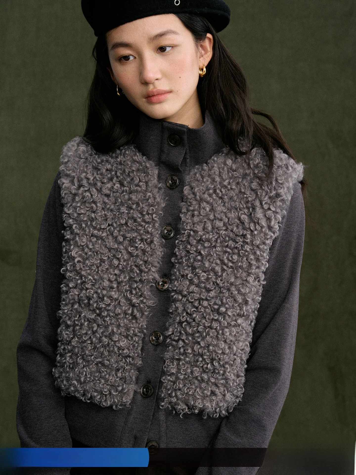 

Jicouture Eco-Friendly Short Fur Jacket Women Winter Integrated Leather And Fur Warm Collar Single Button Top Coat