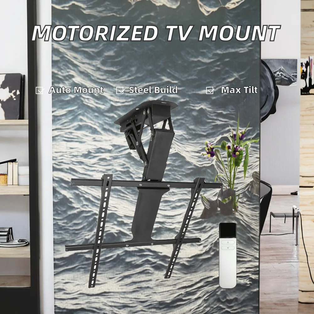 Electric Motorized Swivel Flip Ceiling TV Mount Remote Control Drop Folding Steel Bracket 32-85 Inch CE Certified  600x600