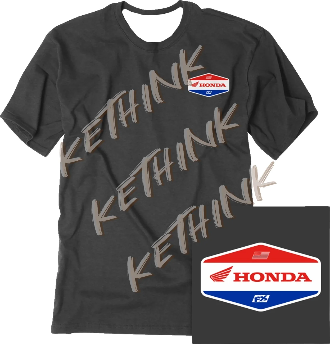 

FACTORY EFFEX 27-87322 Honda Octagon T-Shirt - Heather Navy,Y2K Motorcycle Clothing Comfortable 3D Printing Pattern