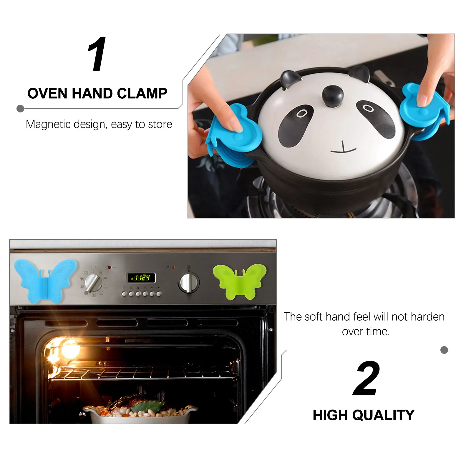 

10 Pcs Insulated Hand Clamp Gloves Oven Silicone Kitchen for Cooking Protector Pot Holders Magnetic Mitt Pan