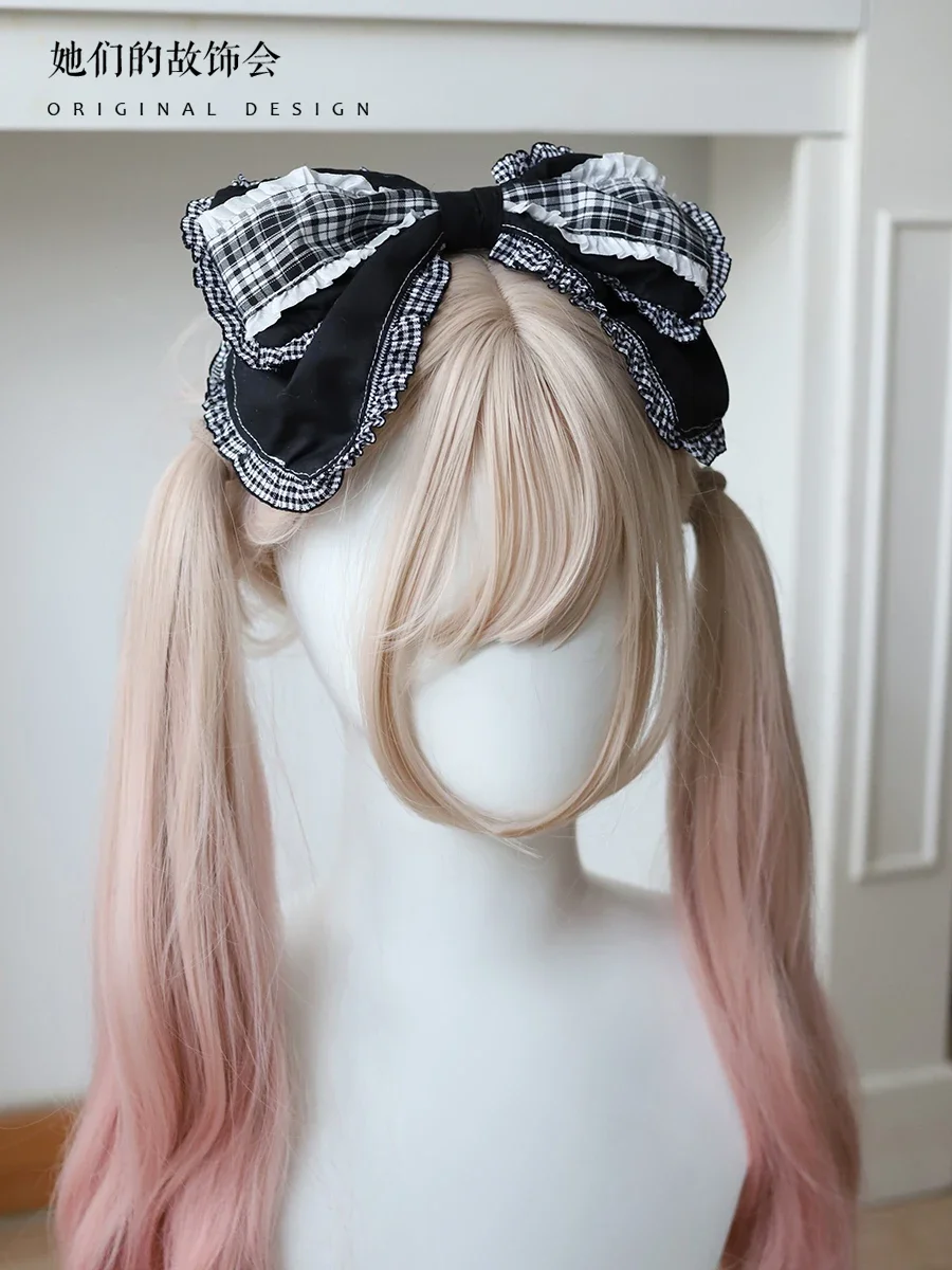 Accesorios de cosplay, lindas diademas de corazón, lazo de encaje japonés, tocado de Lolita, accesorios para el cabello, diadema de sirvienta Y2K, horquillas