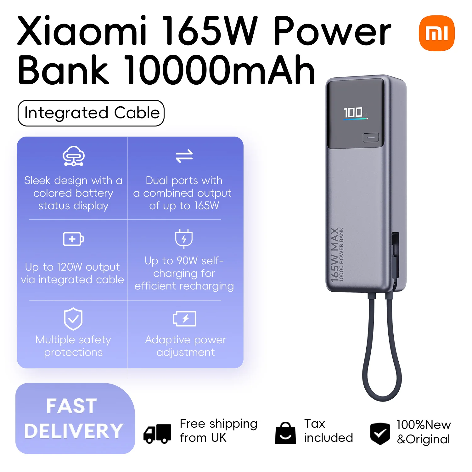 Xiaomi 165W Portable Power Bank with Dual USB C Ports
