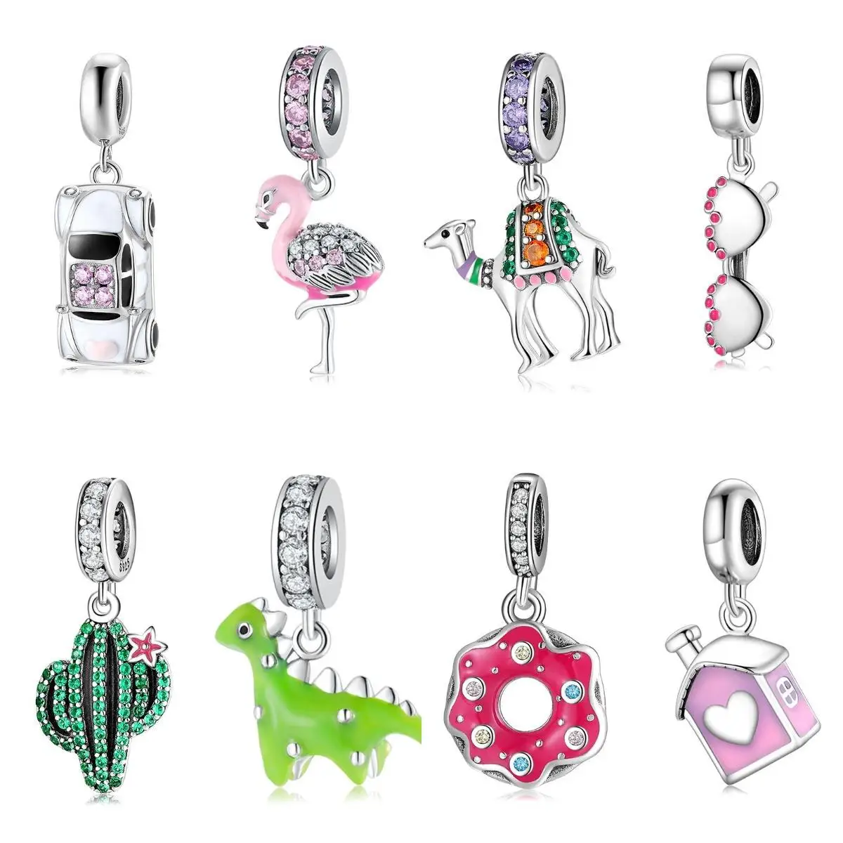 

Authentic 925 Sterling Silver Crystal zircon pendants Bead fit Original Bracelets designer charms for bracelets fine Jewelry