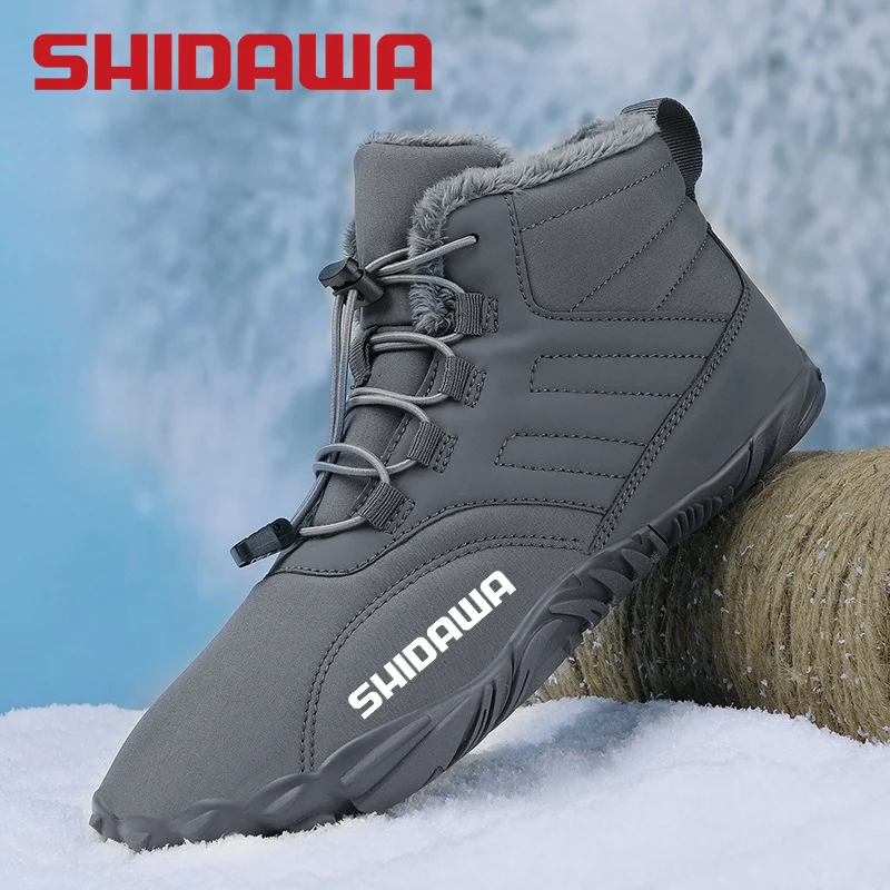 Men's Women's Velvet Warm Fishing Shoes, Waterproof and Cold Snow Boots, Outdoor, Wear-resistant, Non-slip, Hiking Shoes, Winter