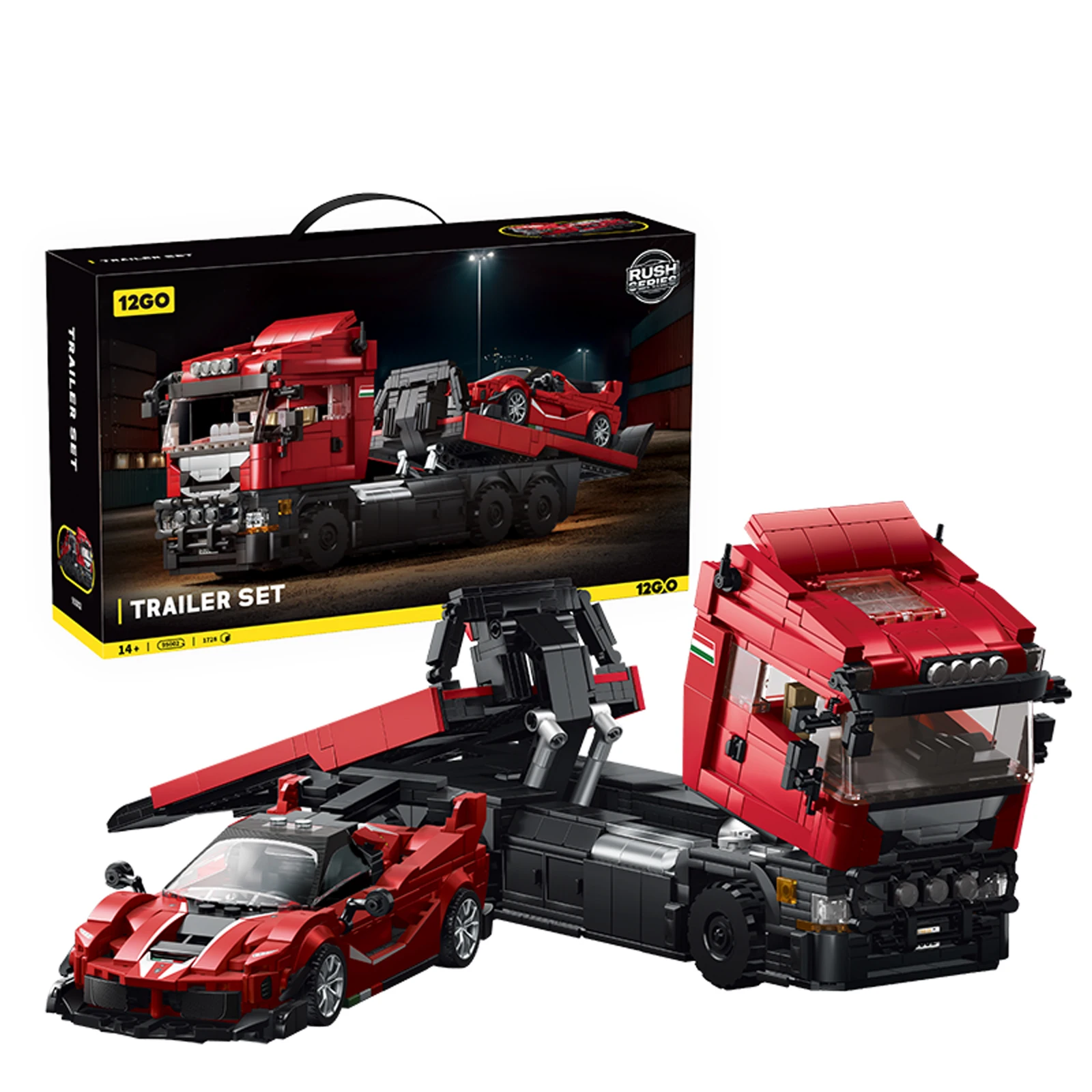 

1728Pcs Assembling Trailer Set Building Blocks MOC Head Truck And Super Car Model Desktop Ornaments Educational Brick Toys Gift