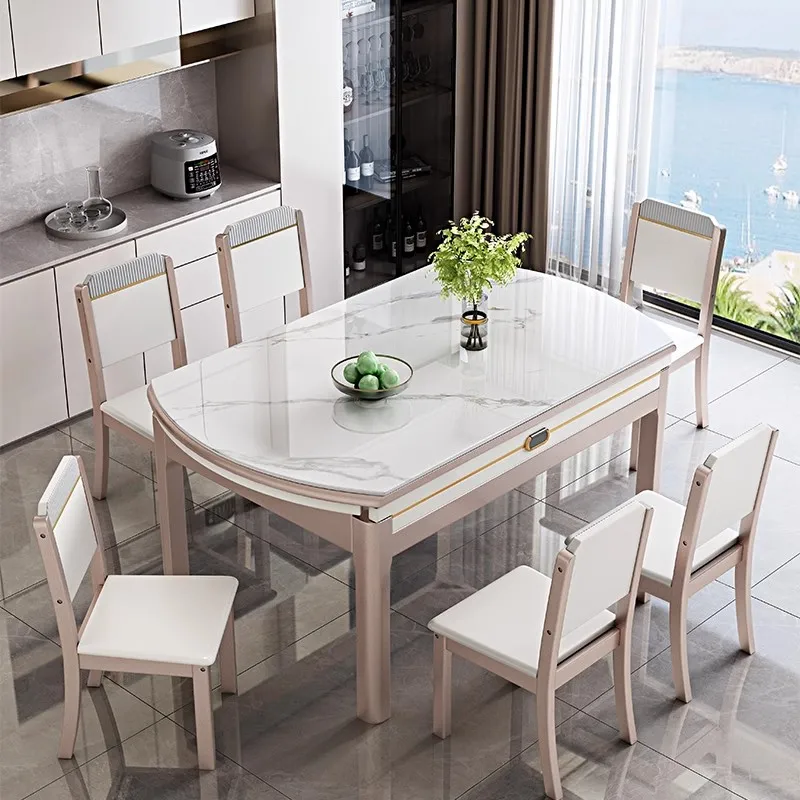 

marble dining table Dining White Minimalist Elegant Modern Dining Table Chair art tops rectangle kitchen mesa comedor decoration