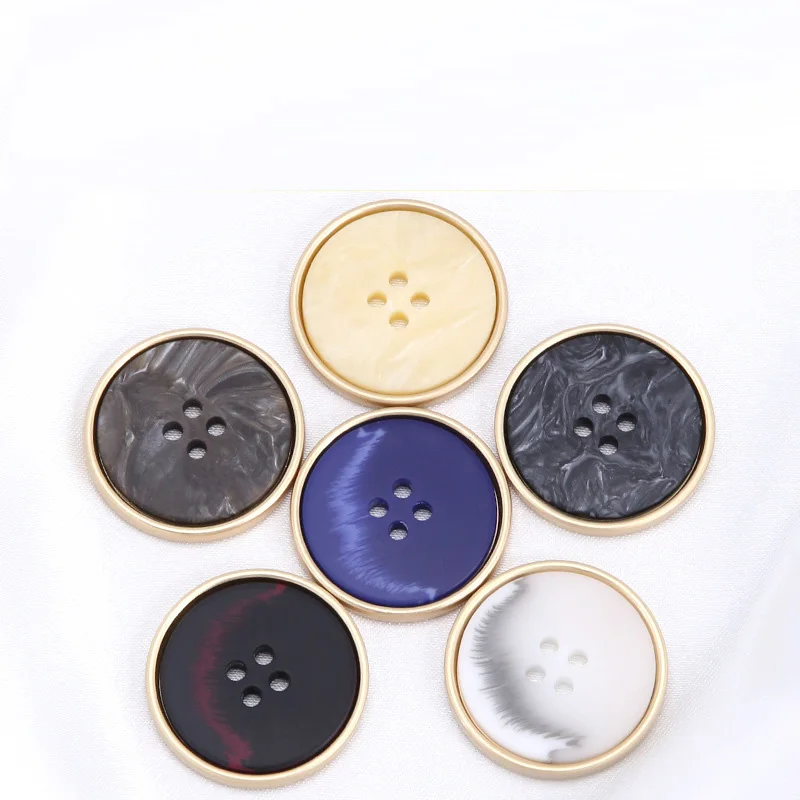 10Pcs/lot 15-28mm Metal four eyed resin gradient color round button high-end women's coat suit clothes pants button N410