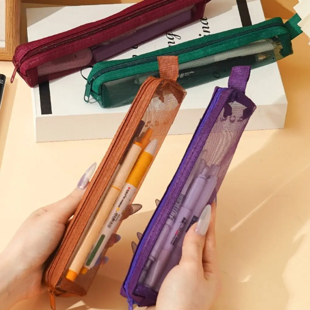 

5Pcs Trendy Portable Mesh Pencil Case Mini Casual Pencil Storage Bag Multifunctional Lightweight Pen Organizer Student