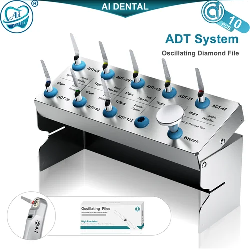 Imagen 1 del producto AI-ADT hojas de sierra Dental, limas oscilantes recubiertas de diamante para pelado interproximal, mango de ortodoncia, 10 Uds./8 Uds., tamaño mixto