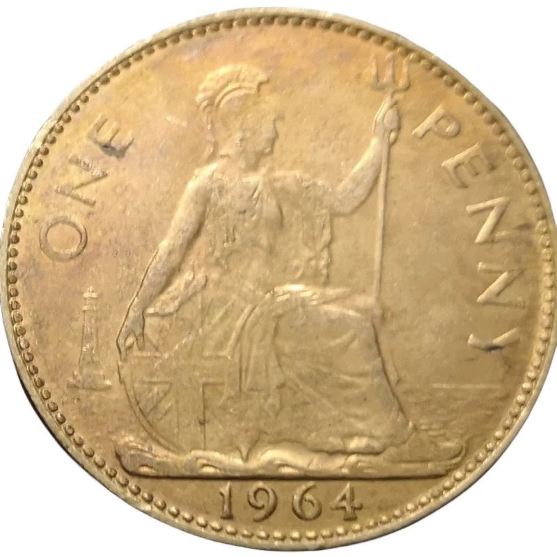 

1964 United Kingdom 1 Penny - Elizabeth II 1st portrait; without "BRITT:OMN" Copy Coin