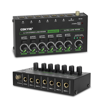 6Channel Ultra Low Noise Stereo Line Mixer Mini Professional Sound Mixer with RGB Light DC5V Easy Operation Audios Mixer