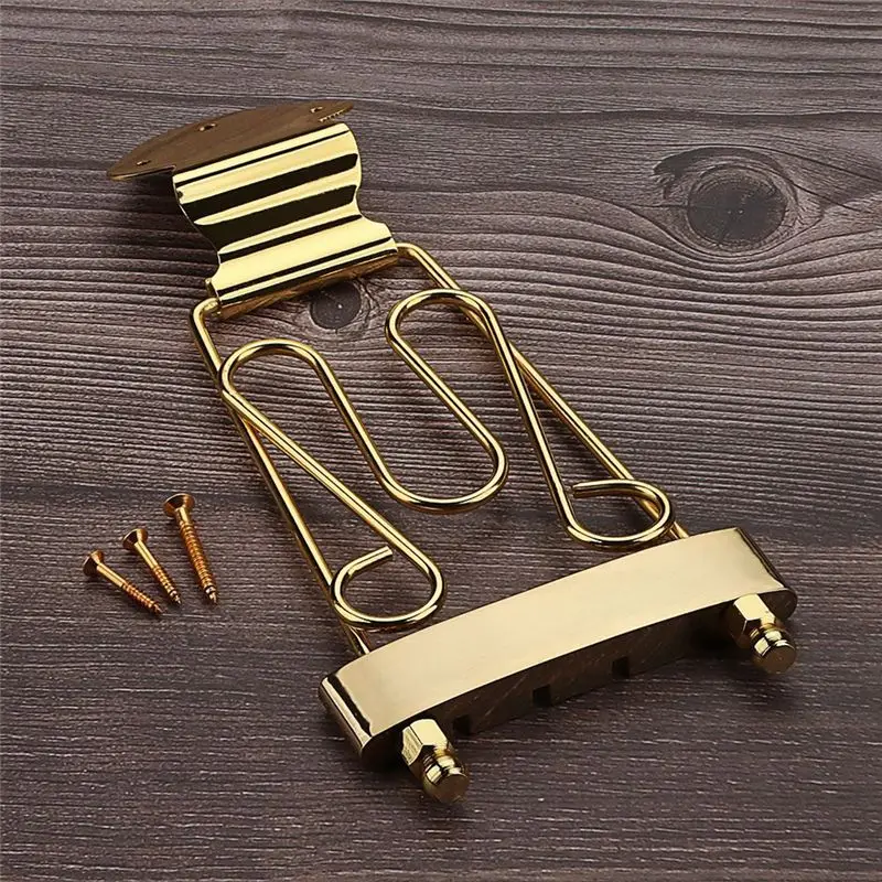 CGDS-4 String Trapeze Tailpiece Guitar  Bridge With Screws  Compatible With Jazz Archtop Electric Guitars