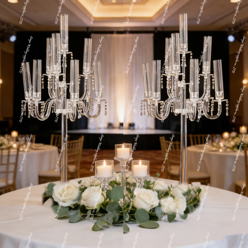 

5pcs/10pcs H130cm Simple Design Modern Pillar Event Party Wedding Decoration Table Centerpiece Acrylic Clear Candle Holder