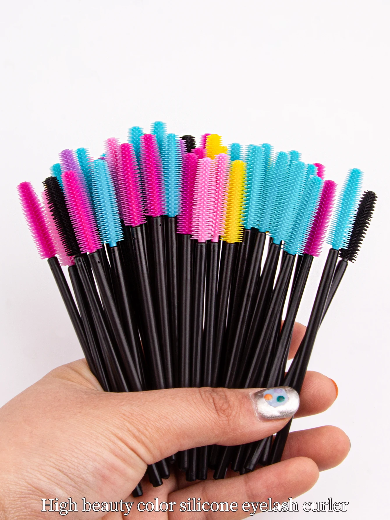 Colorful silicone mascara brush Mini multi-function eyebrow comb Spiral mascara roll eye black brush