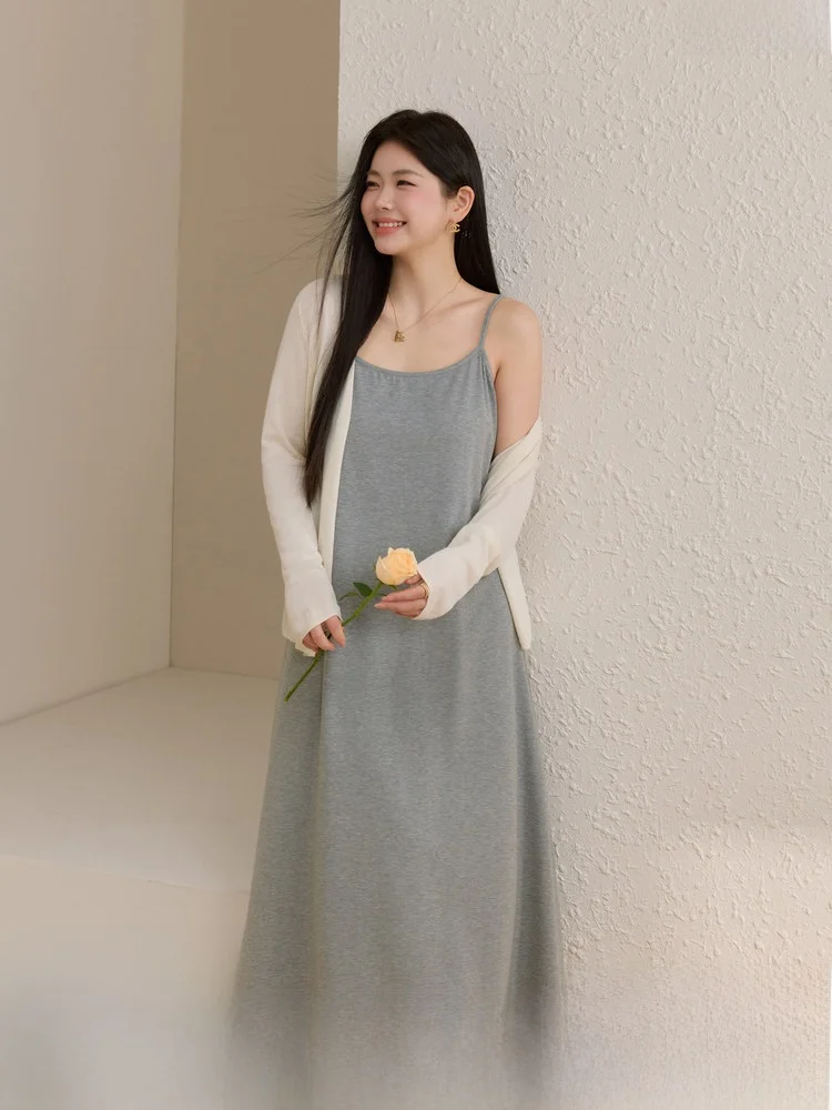 

Slimming Color Strap Dress Large Size Loose Fitting Women's Dress Summer New Style A-Line Skirt Korean Style Commute