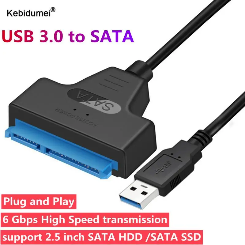 Kabel SATA Ke USB 3.0 2.0 22 Pin Adaptor untuk HDD Eksternal 2.5 Inci Transfer Hard Drive SSD Hingga 6 Gbps Kabel USB 3.0 Ke Sata III