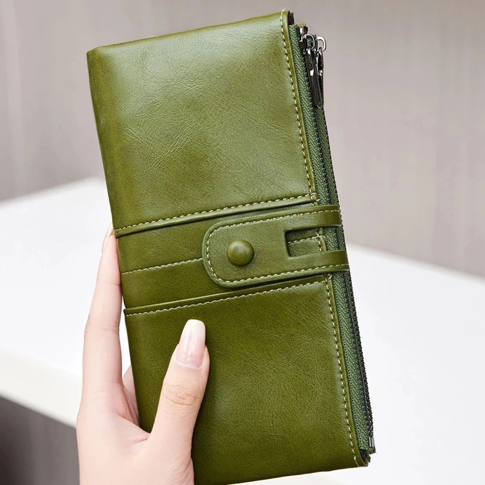 

RFID Women's Long Wallet PU Leather Handbag with Multiple Card Slots Hot Selling Coin Zipper Wallet Women's Mobile Wallet