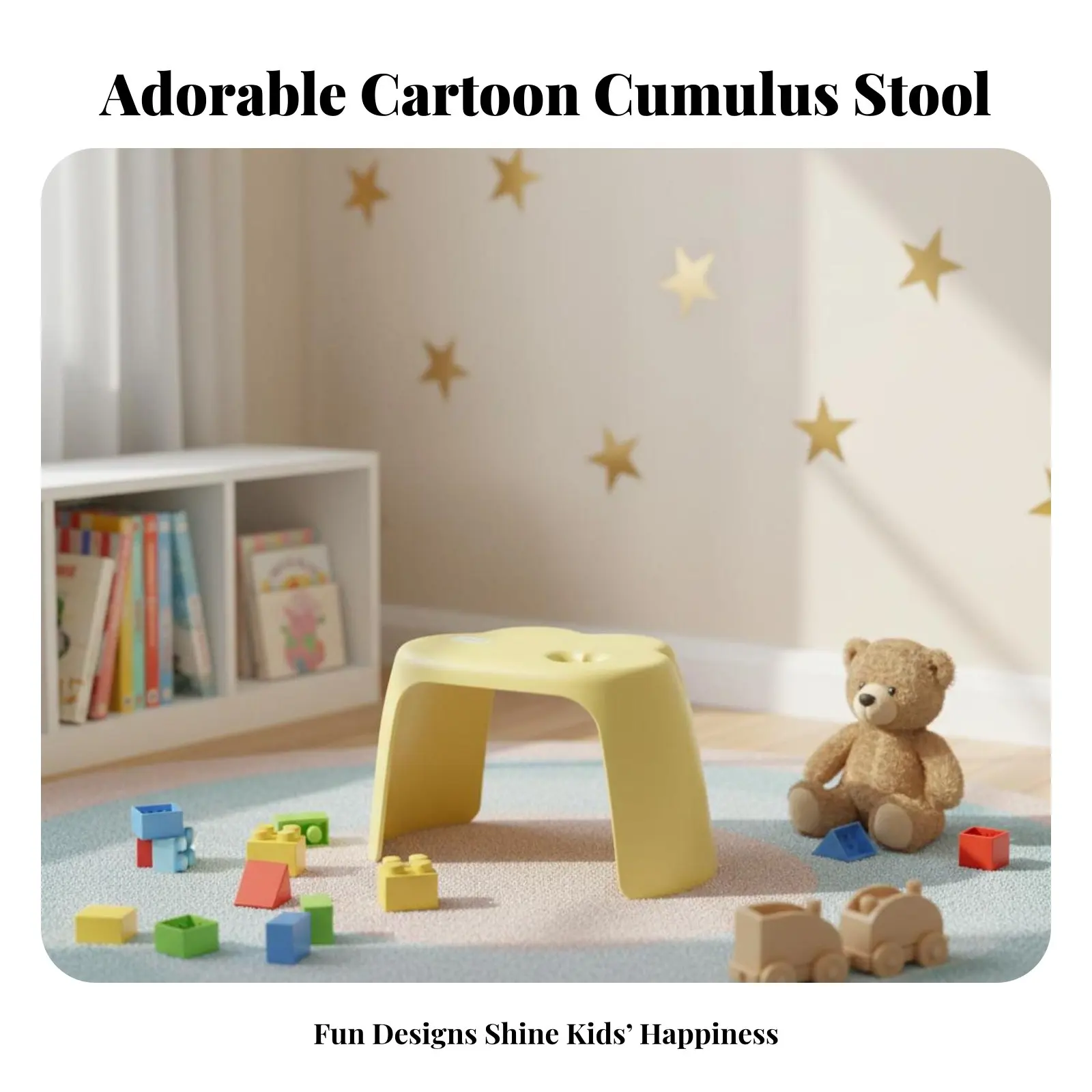 

Cumulus-ShapedShaped Seat Cartoon Design Small Stool Cute Appearance Heart Embellishment for Infants, Parents, Playroom
